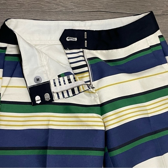 J. Crew skimmer striped ankle pants Ivory Blue Green Yellow Black size 0. - Picture 9 of 9